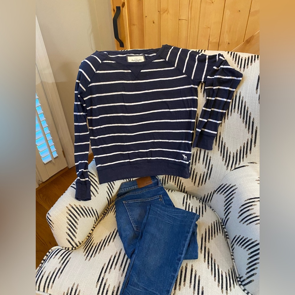 Abercrombie & Fitch Shirt Blue and White Stripe